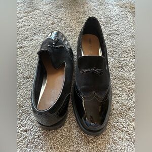 Head Over Heels Black Patent & Suede Tassel Loafers - worn once